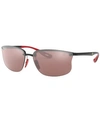 Ray Ban Men's Polarized Sunglasses, Rb4322m Scuderia Ferrari Collection 63 In Black/purple Mir Silver Polar