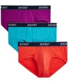 2(x)ist Men's Underwear, Essentials Contour Pouch Brief 3 Pack In Electric Purple/hibiscus/bluebird