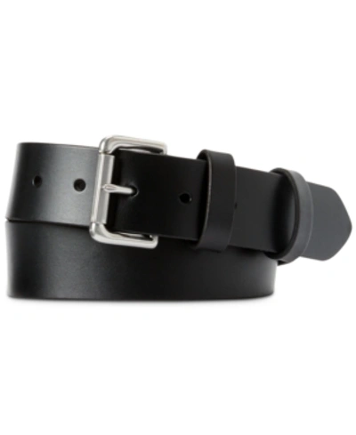 Polo Ralph Lauren Leather Logo Patch Belt In Black