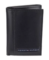 Tommy Hilfiger Men's Genuine Leather Trifold Wallet In Black