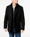 KENNETH COLE MEN'S BIG & TALL DOUBLE BREASTED PEA COAT WITH BIB