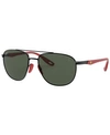 Ray Ban Rb3659m Scuderia Ferrari Collection Sunglasses Black Frame Green Lenses 57-17 In Black/dark Green