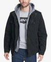 Levi's Men's Big & Tall Sherpa Lined Two Pocket Hooded Trucker Jacket In Black