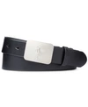 Polo Ralph Lauren Men's Belt, Vacchetta Leather Logo Plaque In Black