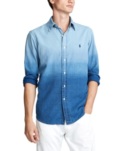 Polo Ralph Lauren Classic Fit Chambray Shirt In Blue Dip Dye With Logo