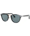 Persol Po3108s Typewriter Edition Round-frame Acetate Sunglasses In Horn Black/blue