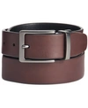 ORIGINAL PENGUIN MEN'S FAUX LEATHER ANTIQUE-LOOK REVERSIBLE BELT