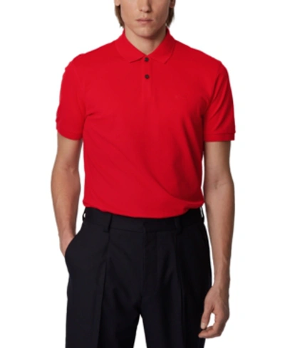 Hugo Boss Mens Interlock Cotton Polo Shirt In Red
