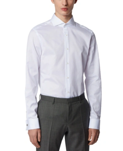 Hugo Boss Men's Slim-fit Shirt In Italian-made Performance-stretch Jersey In White