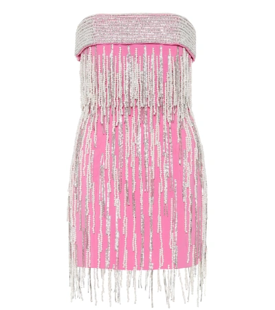 Attico Embellished Tassel Strapless Mini Dress In Pink
