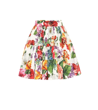 Dolce & Gabbana Pleated Floral-print Puffball Mini Skirt In Red