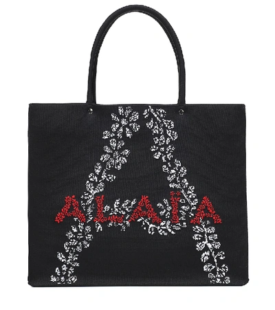 Alaïa Garance Logo Jacquard Tote In Black