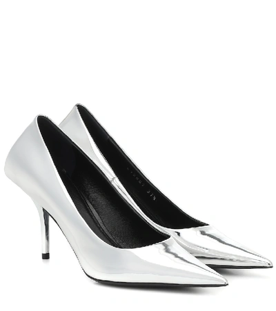 Balenciaga Square Knife Mirrored Pumps In Silver