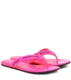BALENCIAGA Allover-Logo Round leather thong sandals,P00463453