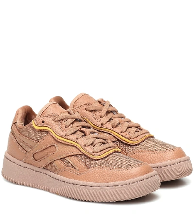 Victoria Beckham Dual Court Ii Woven And Leather Trainers In Light Brown