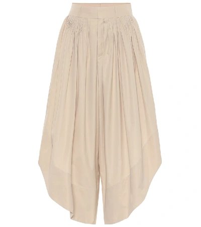 Chloé Cotton Poplin High-waist Culotte Pants In Soften Brown