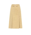 Victoria Beckham Chain-embellished Linen And Cotton-blend Midi Skirt In Beige