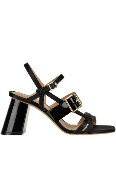 Marni Patent-leather And Satin Sandals In Black