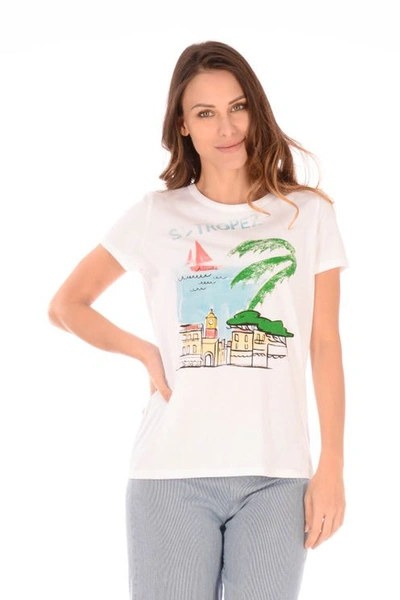 Allude St. Tropez Print T-shirt In White