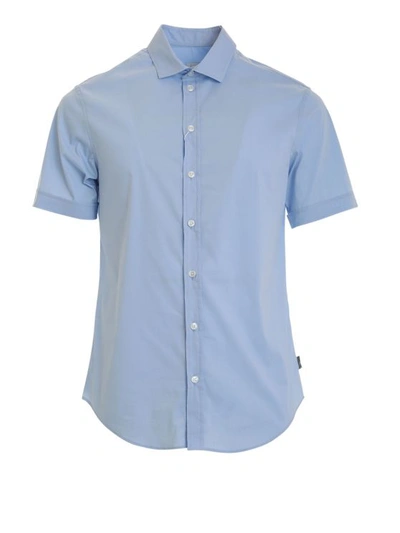 Armani Collezioni Short Sleeved Shirt In Light Blue In Multi