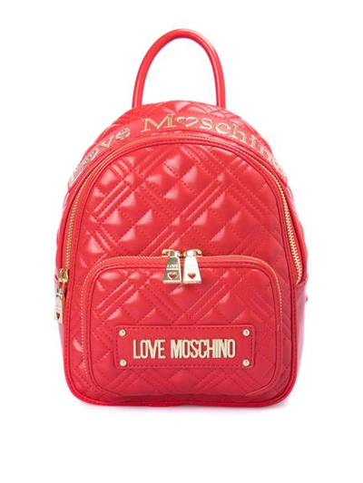 Love Moschino Logo Plaque-embellished Backpack In Red