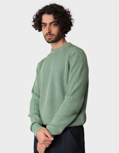 Aspesi Ribbed Cotton Sweater In Green
