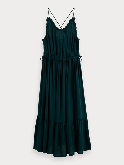 Scotch & Soda Spaghetti Strap Summer Dress In Green