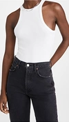 Agolde Rianne Thong Bodysuit White Xl In White