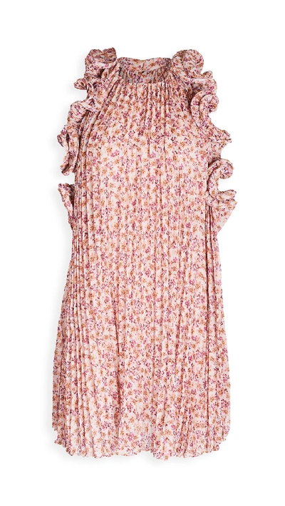 Amur Mimi Ruffled Floral-print Chiffon Mini Dress In Pink