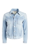 L Agence Janelle Slim-fit Raw-edge Denim Jacket In Sonora