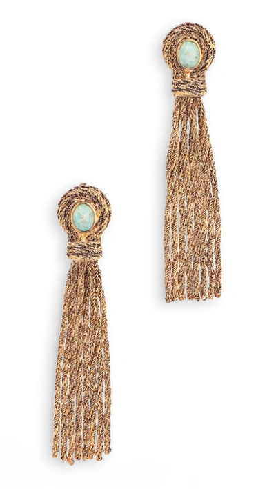 Aurelie Bidermann Mizuhiki Amazonite-embellished Drop Clip Earrings In Gold