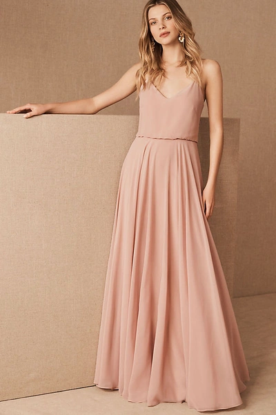 Jenny Yoo Inesse Blouson Chiffon A-line Gown In Pink