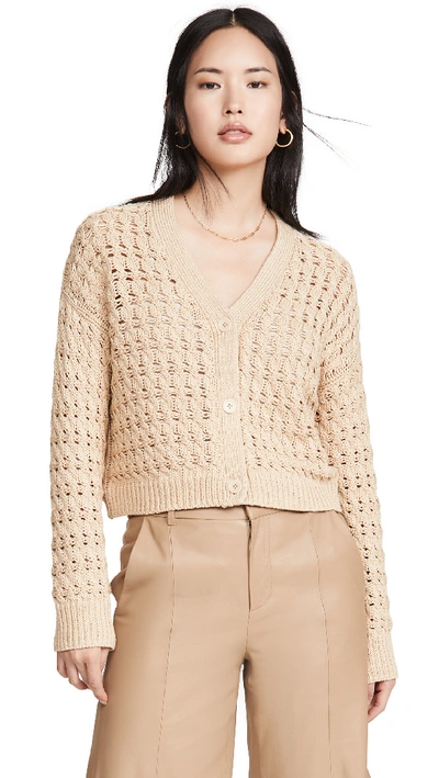 Vince Open Cable Cardigan In Vanilla