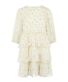 Ganni Tiered Ruffled Floral-print Georgette Mini Dress In Neutrals
