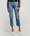 Re/done Stove Pipe High-rise Rigid Jeans In Light Blue