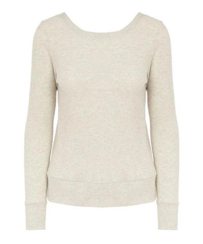 Beyond Yoga 'your Line' Button Side Ribbed Jumper In Oatmeal Heather