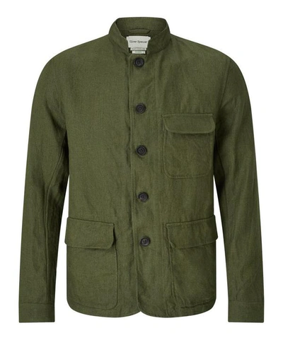 Oliver Spencer Coram Linen Jacket In Evering Green