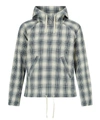 ALBAM OVER DYE CHECKED COTTON HOODIE,000645626
