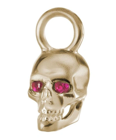 Maria Tash Medium Matte Ruby Skull Charm In Gold