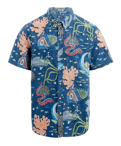 Reyn Spooner Deep Sea Jive Print Button-down Shirt In Blue