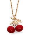 Kenneth Jay Lane Gold-plated Double Cherry Pendant Necklace In Red