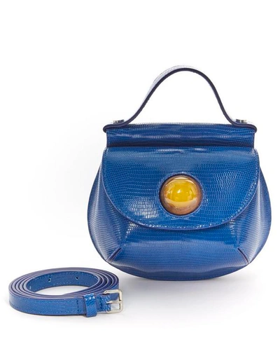 Marni Pepita Leather Shoulder Bag In Astral Blue