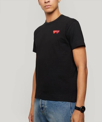 Comme Des Garçons Play Double Heart Badge T-shirt In Black