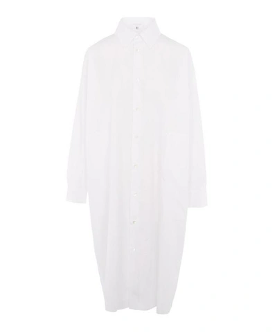 Eskandar Slim Cotton Shirt-dress In White