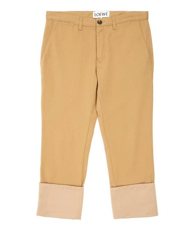 Loewe Turn-up Chino Trousers In Camel