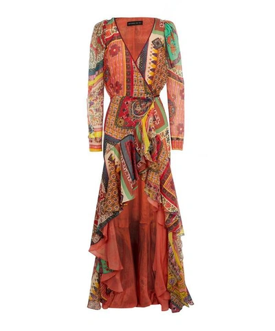 Etro Long Patchwork Pattern Dress In Multicolor