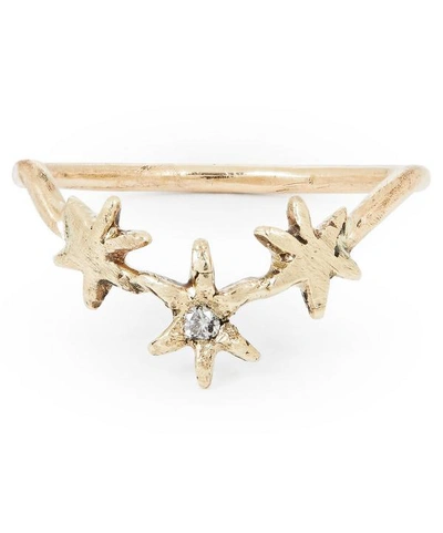 Acanthus Gold Diamond Three Star Stacking Ring