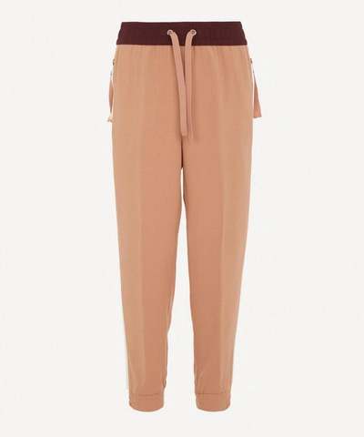 Moncler Satin Tapered Trousers In Pink