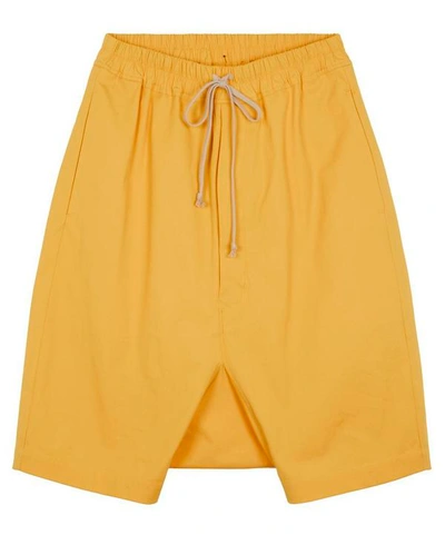 Rick Owens Rick's Pods Drawcord Shorts In Yellow