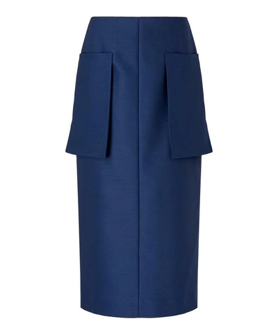 The Row Jenna Front-pocket Technical Midi Skirt In Blue